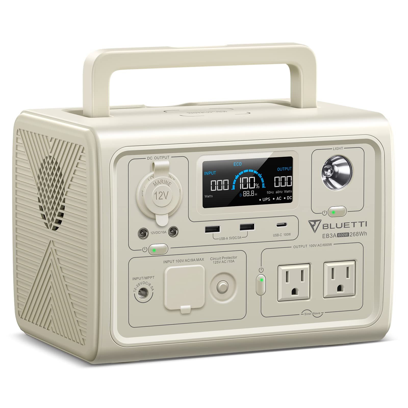 BLUETTI ポータブル電源 EB3A 268Wh/600W APP遠隔操作 EPS機能付き 電力リフト機能付 エコモード機能搭載 リン酸鉄リチウム 純正弦波 MPPT制御方式採用 家庭アウトドア両用バックアップバッテリー キャンプ/車中泊 2b07cd71