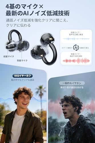 SOUNDPEATS(サウンドピーツ) UU2イヤーカフ イヤホン LDAC対応/ハイレゾ/最大42時間再生/Bluetooth6.0/12mm径チタンコーティング振動板/ デュアルマグネット/物理ボタン/アプリSOUNDPEATS対応 3D d4e8b70e