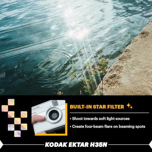 KODAK EKTAR H35N ハーフフレームフィルムカメラ、35mm、再利用可能、フォーカスフリー、バルブ機能、内蔵スターフィルター、コーティングされた改良レンズ (単品, ストライプブラック)p 392f4784 KODAK EKTAR H35N ハーフフレームフィルムカメラ、35mm、再利用可能、フォーカスフリー、バルブ機能、内蔵スターフィルター、コーティングされた改良レンズ (単品, ストライプブラック)p 392f4784