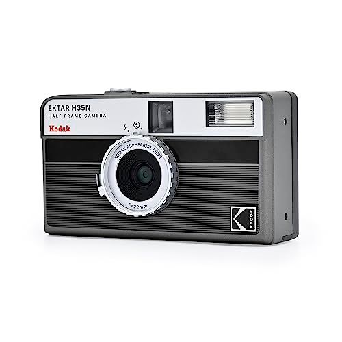 KODAK EKTAR H35N ハーフフレームフィルムカメラ、35mm、再利用可能、フォーカスフリー、バルブ機能、内蔵スターフィルター、コーティングされた改良レンズ (単品, ストライプブラック)p 392f4784 KODAK EKTAR H35N ハーフフレームフィルムカメラ、35mm、再利用可能、フォーカスフリー、バルブ機能、内蔵スターフィルター、コーティングされた改良レンズ (単品, ストライプブラック)p 392f4784