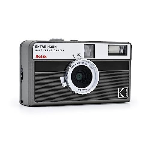 KODAK EKTAR H35N ハーフフレームフィルムカメラ、35mm、再利用可能、フォーカスフリー、バルブ機能、内蔵スターフィルター、コーティングされた改良レンズ (単品, ストライプブラック)p 392f4784 KODAK EKTAR H35N ハーフフレームフィルムカメラ、35mm、再利用可能、フォーカスフリー、バルブ機能、内蔵スターフィルター、コーティングされた改良レンズ (単品, ストライプブラック)p 392f4784