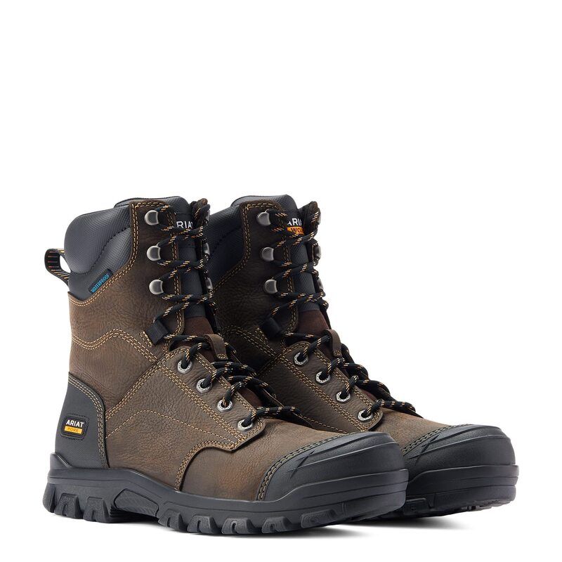 アリアト メンズ シューズ ブーツ・レインブーツ Ariat Treadfast 8 Waterproof Work Boot Dark Brown ブラウン