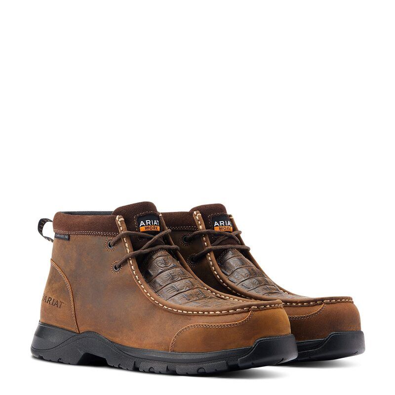 アリアト メンズ シューズ ブーツ・レインブーツ Ariat Edge LTE Moc Composite Toe Work Boot BrownBrown Cro ブラウン