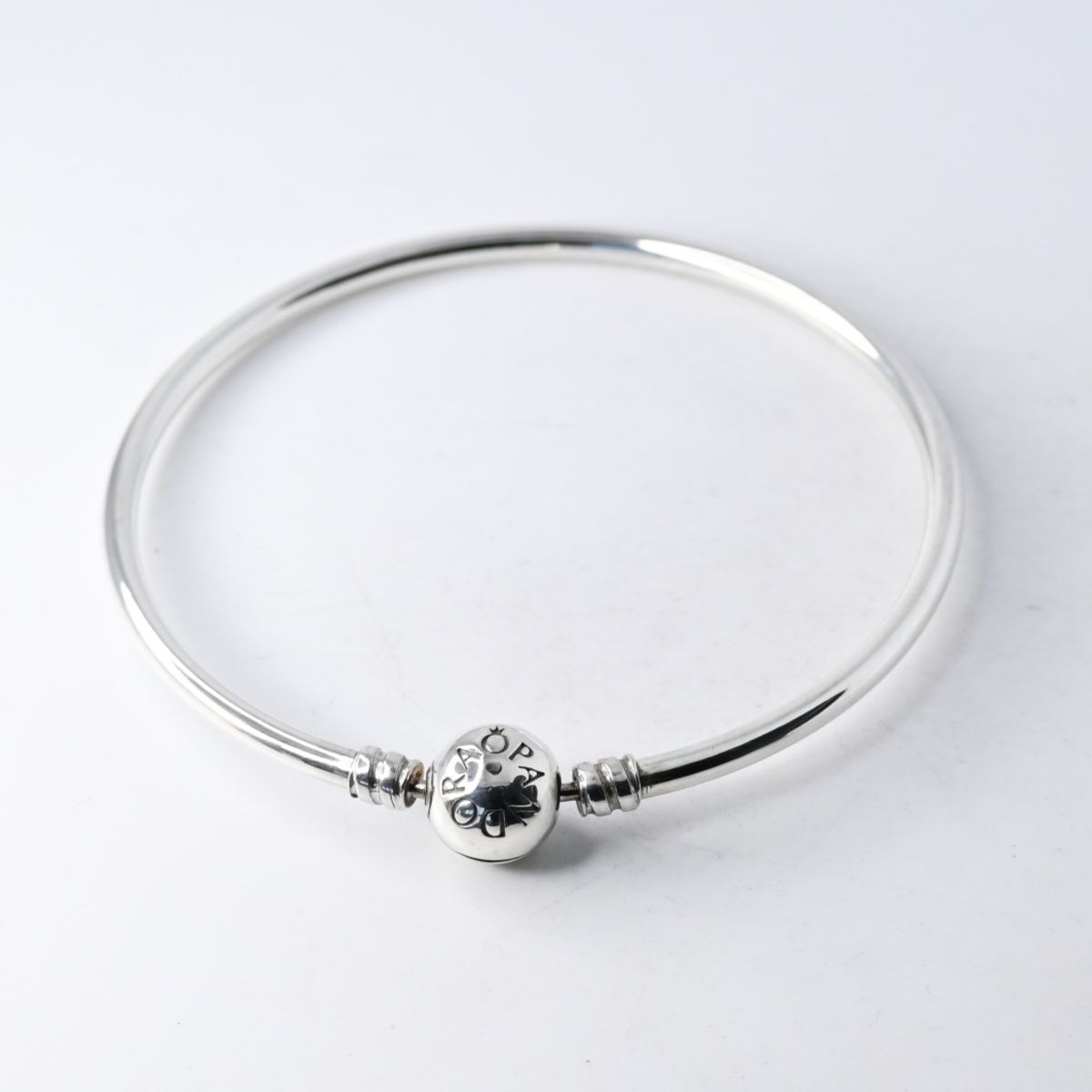 【研磨済】PANDORA Logo Clasp Bangle 19cm バングル シルバー925