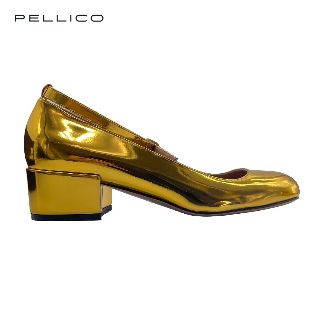 未使用 PELLICO ペリーコ アンクルストラップチャンキーヒールパンプス 37 ゴールド 【値下げ交渉歓迎】