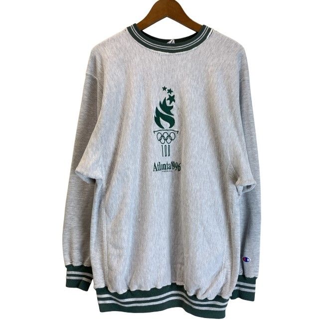 【中古】　Champion REVERSE WEAVE　スウェット　90s vintage　90年代　OLD　長袖　トレーナー　トップス　クルーネック　裏起毛　刺しゅう　アトランタオリンピック　USA製　オーバーサイズ　古着　/1591