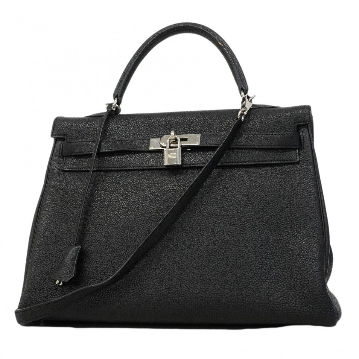 【6ed4158】エルメス ハンドバッグ ケリー35 トゴ ブラック シルバー金具 □L刻印 2wayバッグ【中古】レディース