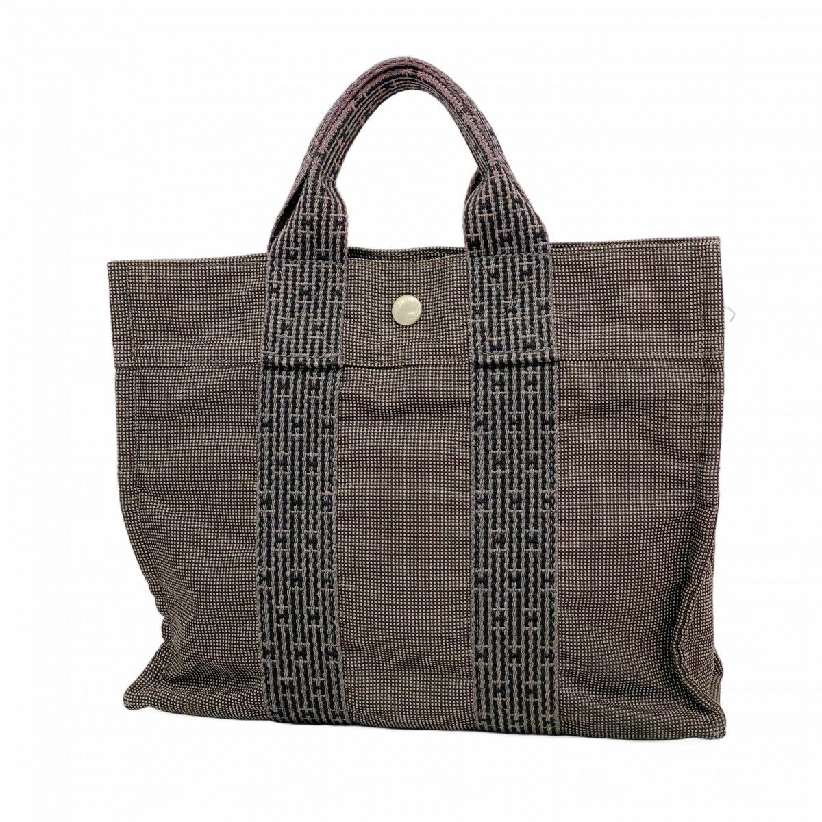 【6ed4790】エルメス トートバッグ エールラインPM キャンバス グレー シルバー金具【中古】メンズ レディース ユニセックス
