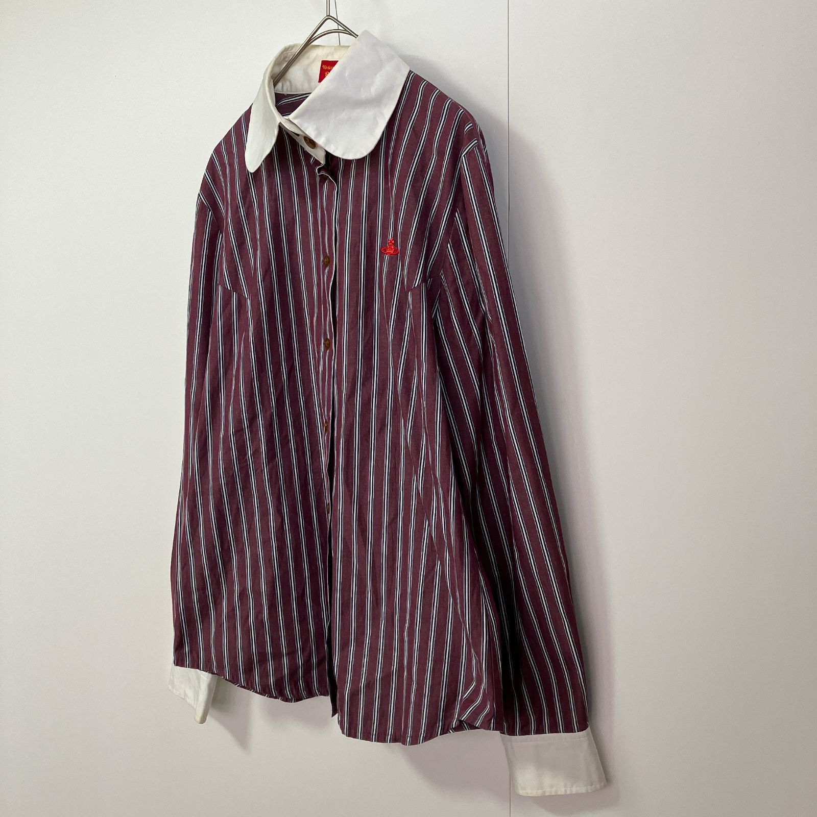 Vivienne Westwood RED LABEL ストライプ 変形襟シャツ 訳あり】Vivienne Westwood RED LABEL ヴィヴィアンウエストウッド