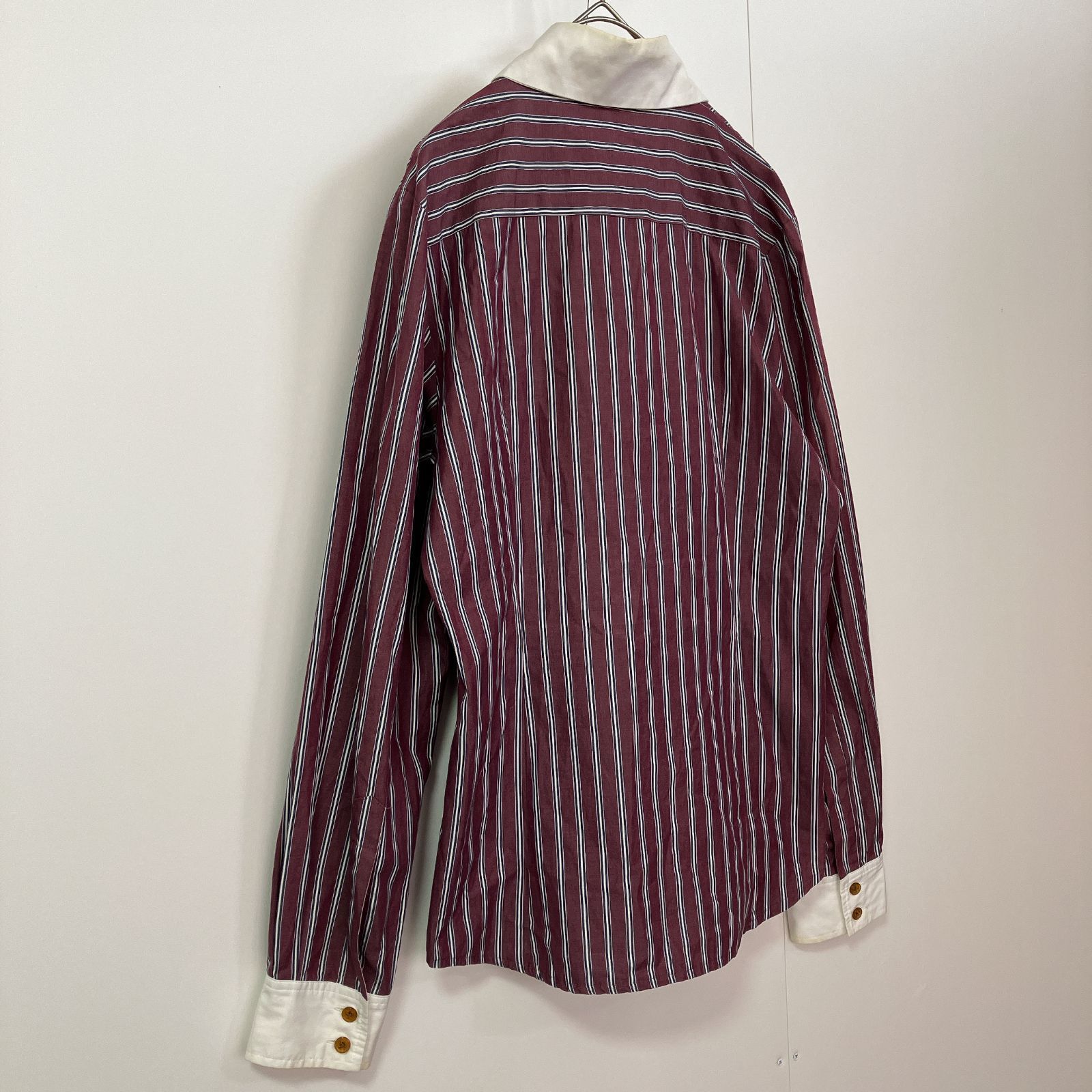 ヴィヴィアンウエストウッドレッドレーベル　変形襟　ストライプ 長袖シャツ 訳あり】Vivienne Westwood RED LABEL ヴィヴィアンウエストウッド
