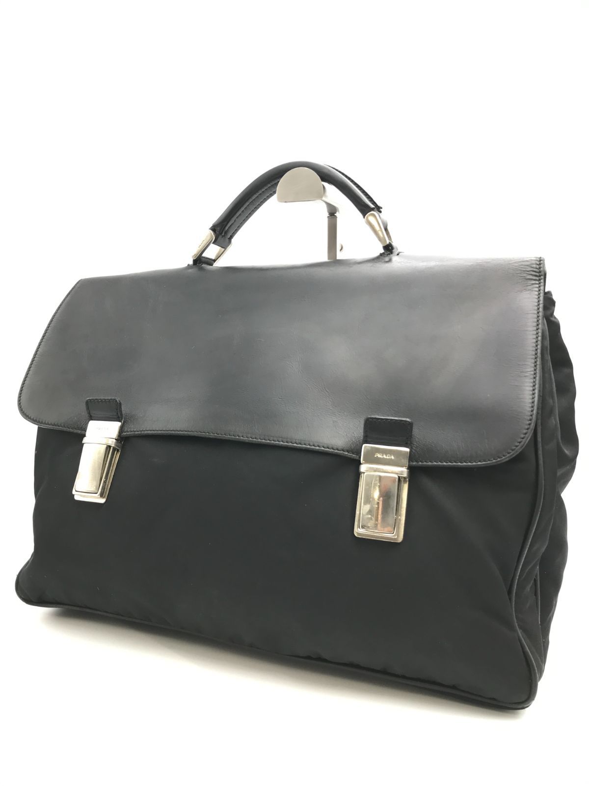 PRADA　プラダ　ビジネスバッグ　ブリーフケース　ハンドバッグ　テスートナイロン×レザー　ブラック系　952