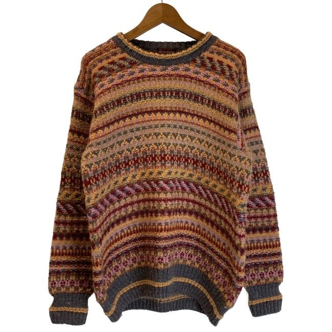 【中古】　CHAPS RALPH LAUREN　セーター　90s vintage　90年代　OLD　長袖　ニット　トップス　クルーネック　ボーダー　日本製　古着　/1381