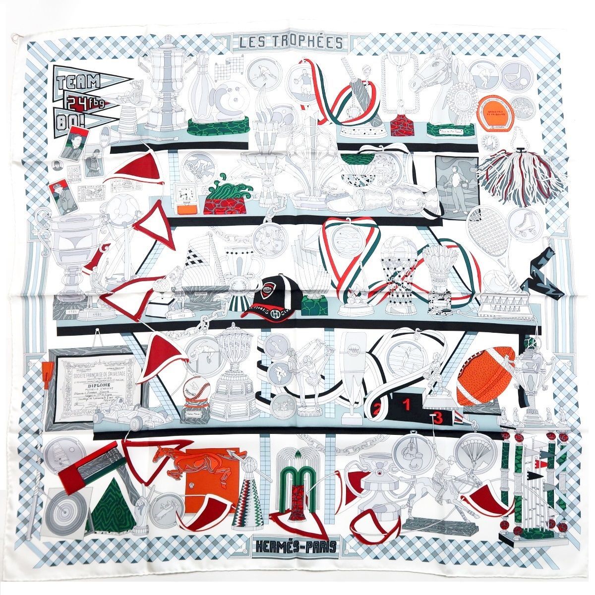 新品同様・未使用】HERMES エルメス スカーフ カレ90【LES TROPHEES