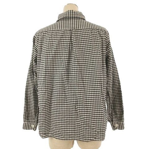 DANTON 長袖シャツ サイズ42 ブラック・ホワイトチェック ダントン DANTON ラウンドカラー シャツ プルオーバー 長袖 チェック