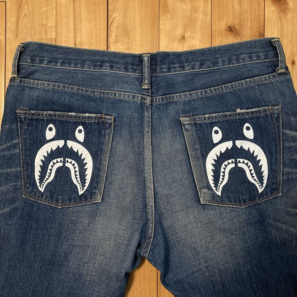 ☆2XL☆ シャーク デニム パンツ a bathing ape BAPE shark denim 