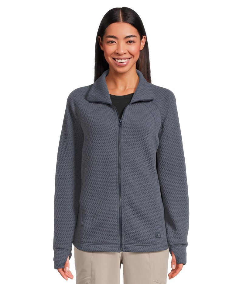 エルエルビーン レディース アウター パーカー・スウェット ニット ジャケット LLBean Ridgeknit FullZip Jacket Nautical Navy ネイビー