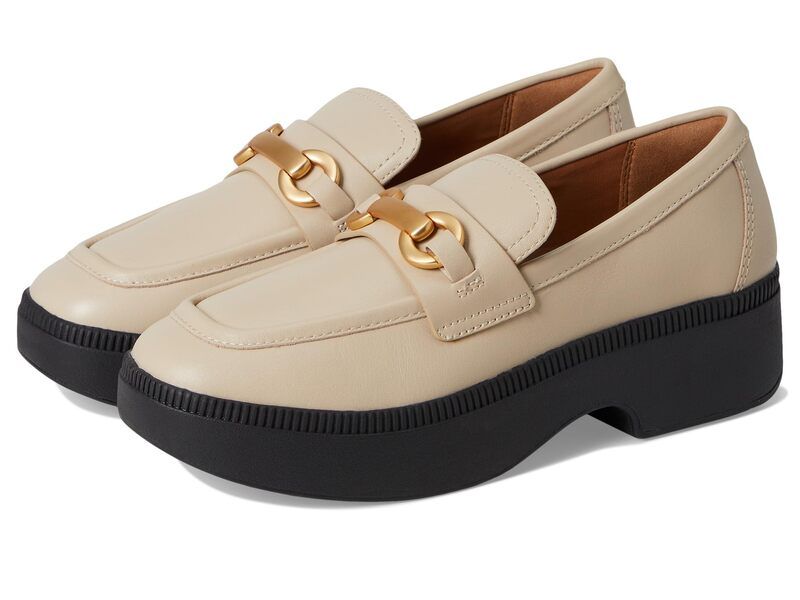 フィットフロップ レディース シューズ スリッポン・ローファー レザー FitFlop FLuma ChunkySnaffle Leather DemiWedge Loafers Stone Beige ストーン
