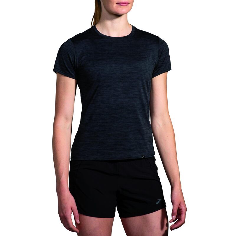 ブルックス レディース トップス シャツ Brooks Luxe Short Sleeve Heather Deep Bl ヘザー
