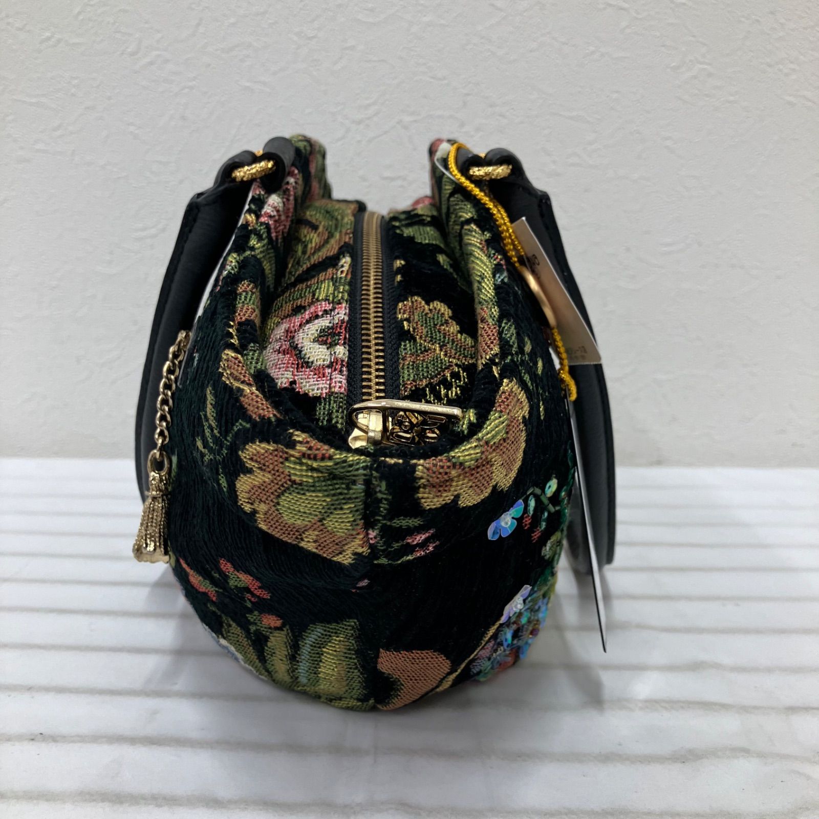 Y3745 良品 Think Bee! シンクビー！ ハンドバッグ 花柄 ビジュー 