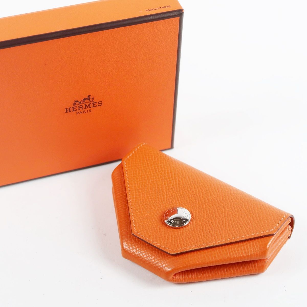 HERMES エルメス ルヴァンキャトル レザー ケース オレンジ レディース 美品】HERMES エルメス コインケース ルヴァンキャトル □K刻印 小銭