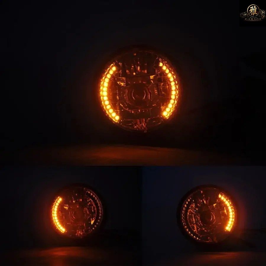 7インチ オートバイ用 H4 ハロゲン ヘッドライト LEDターンシグナル付き 12V オートバイ用ヘッドライト カフェレーサー 7インチ オートバイ用 H4 ハロゲン ヘッドライト LEDターンシグナル付き 12V オートバイ用ヘッドライト カフェレーサー