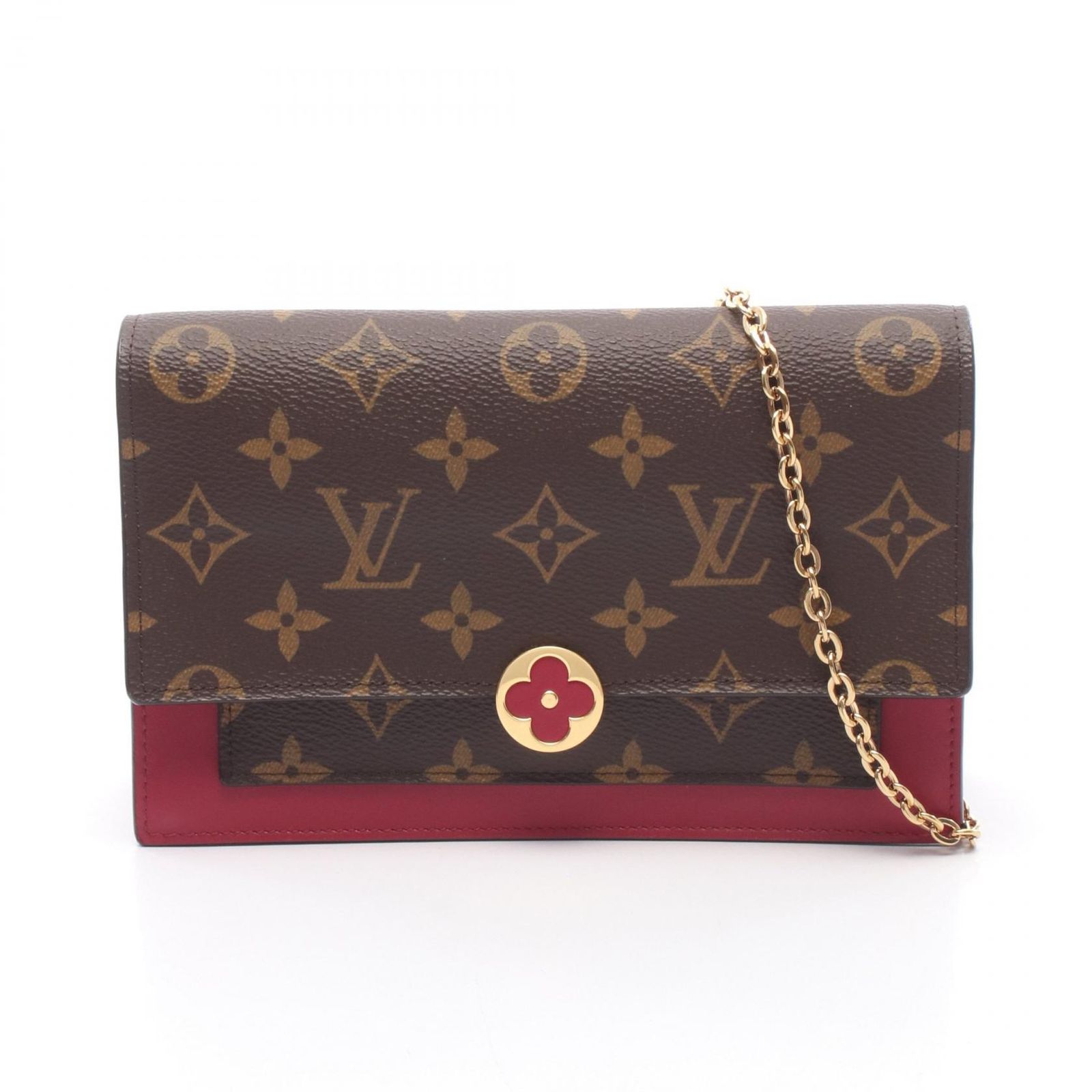 LOUIS VUITTON ルイ・ヴィトン ポルトフォイユ フロール チェーン モノグラム フューシャ ショルダーバッグ