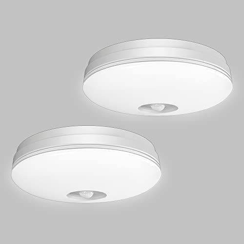POOPEE LEDセンサーライト 小型 人感センサー付 LEDシーリングライト 4畳 照明器具 玄関灯 廊下灯 10W消費電力 60W相当 1100lm 天井照明 昼白色 日本語説明書 2個セットt e9b64645