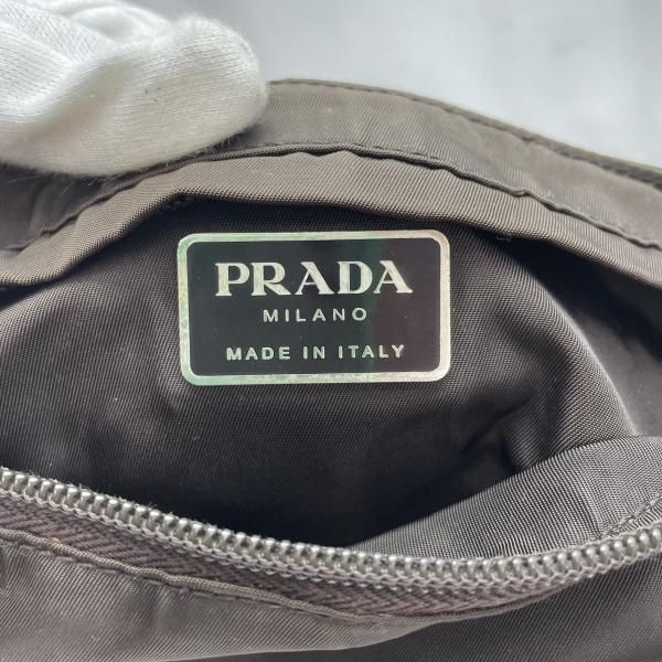 【中古】PRADA テスート ショルダーバッグ 茶 ナイロン プラダ[91]