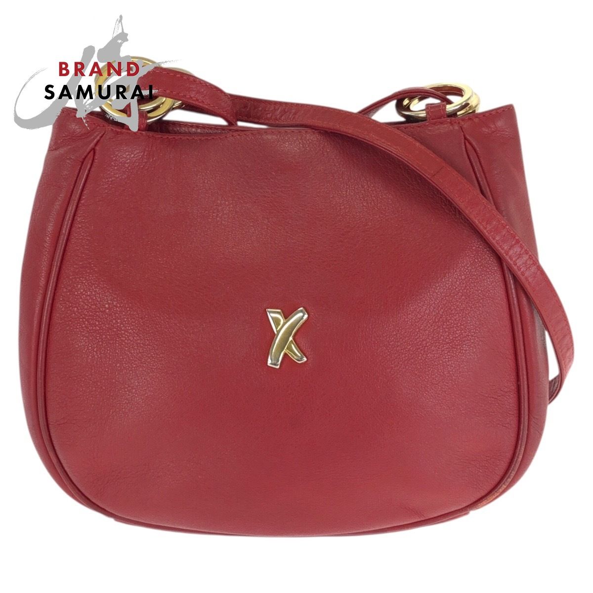 Paloma Picasso パロマピカソ ヴィンテージ レッド ゴールド金具 レザー ショルダーバッグ レディース 602100【中古】