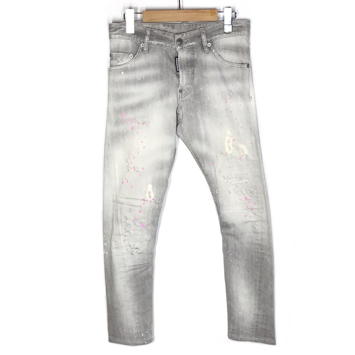 DSQUARED2 人気のペイント加工 グレー デニムパンツ値下依頼ＯＫ 倉吉店】 中古 DSQUARED2 | ディースクエアード デニムパンツ ペイント