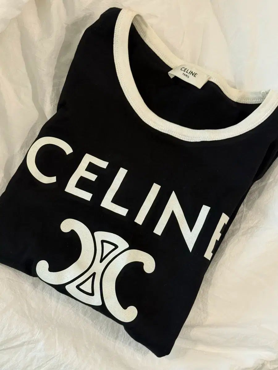 Celine セリーヌ コットン ジャージ パリ Tシャツ ブラック S