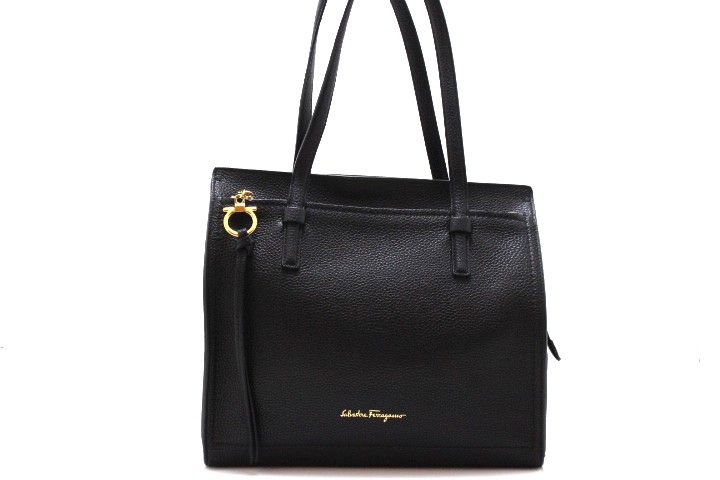 Salvatore Ferragamo サルヴァトーレフェラガモ バッグ ガンチーニ エイミー トートバッグ EZ-21 F216 レザー ブラック ユニセックス【中古】460