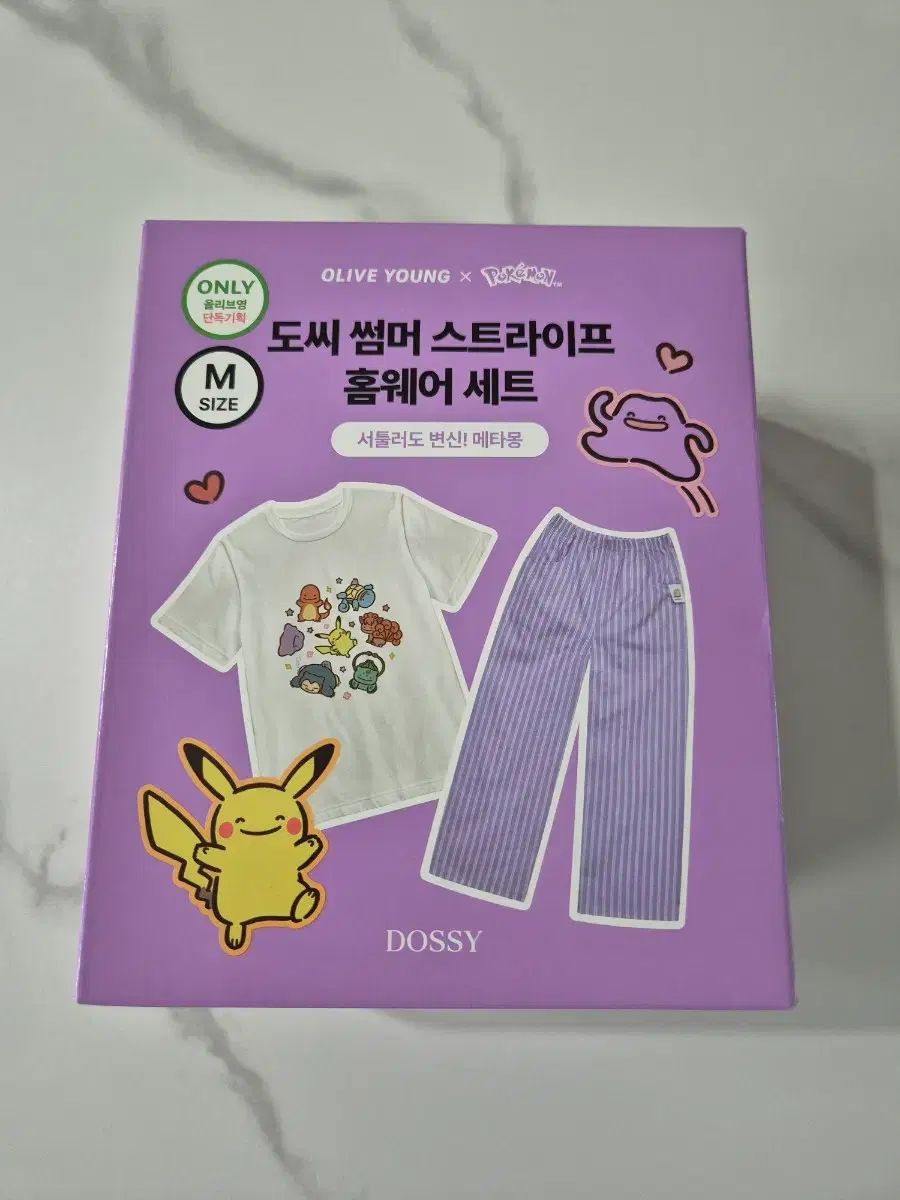 DOSSI オリーブヤング ポケモン ストライプ M ルームウェア メタモン パジャマ