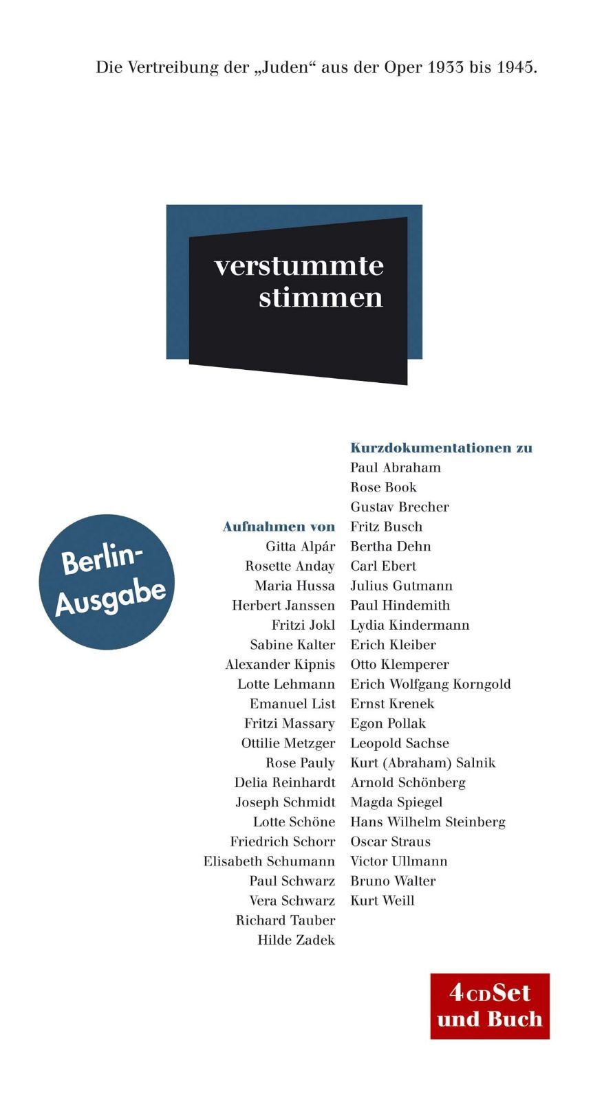 【CD】Verstummte Stimmen (Berliner Ausgabe)