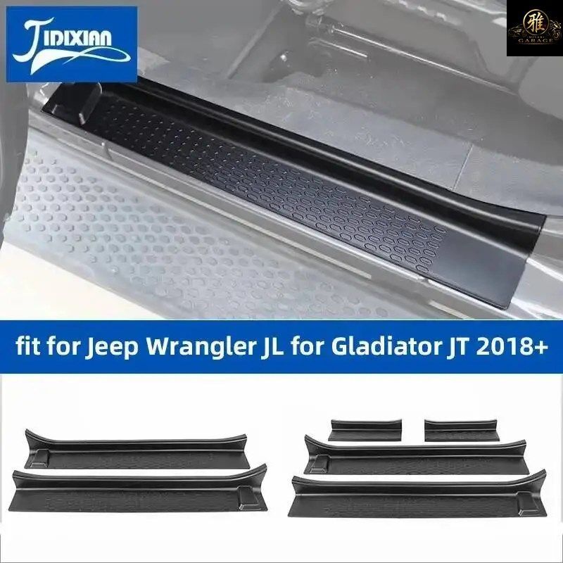 車のドアシルスカッフプレートカバー ジープ ラングラー JL グラディエーター JT 2018 - 25