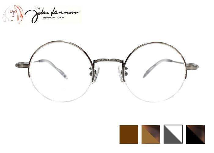 ジョンレノン John Lennon jl-1141 ラウンド ハーフリム ナイロール チタン 日本製 伊達 度付き レトロ アンティ－ク 老眼鏡 遠近両用 メガネ めがね 眼鏡 新品 送料無料 46サイズ