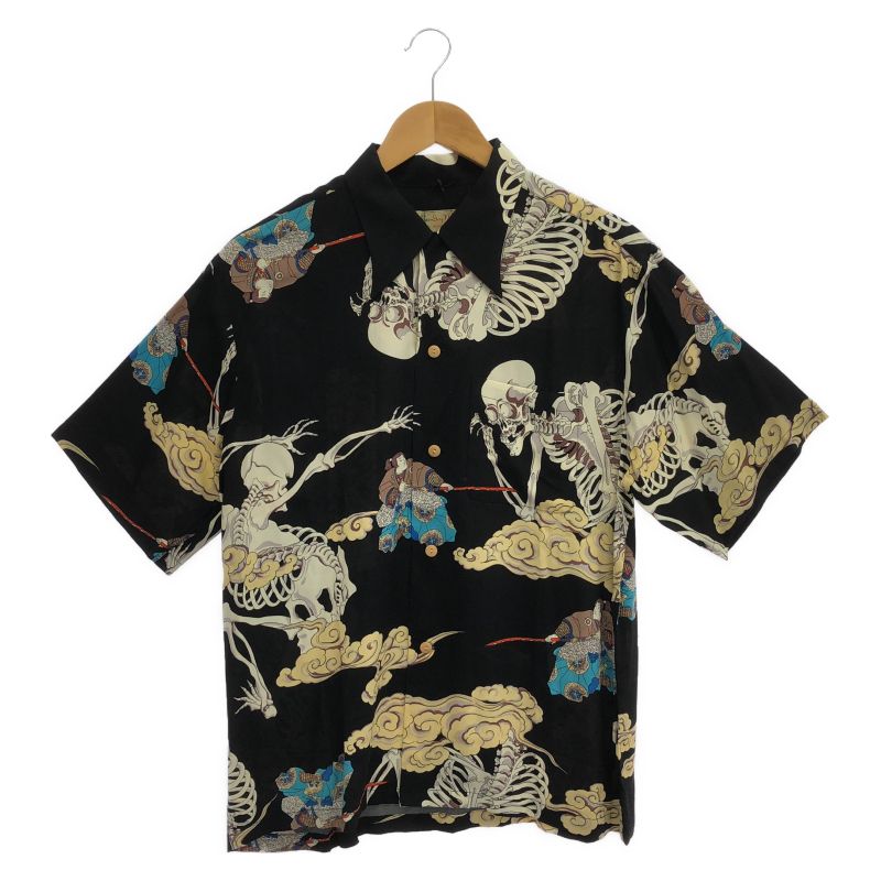 【中古】Dry Bones 90s 浮世絵ドクロ アロハシャツ サイズ38 ドライボーンズ[24]