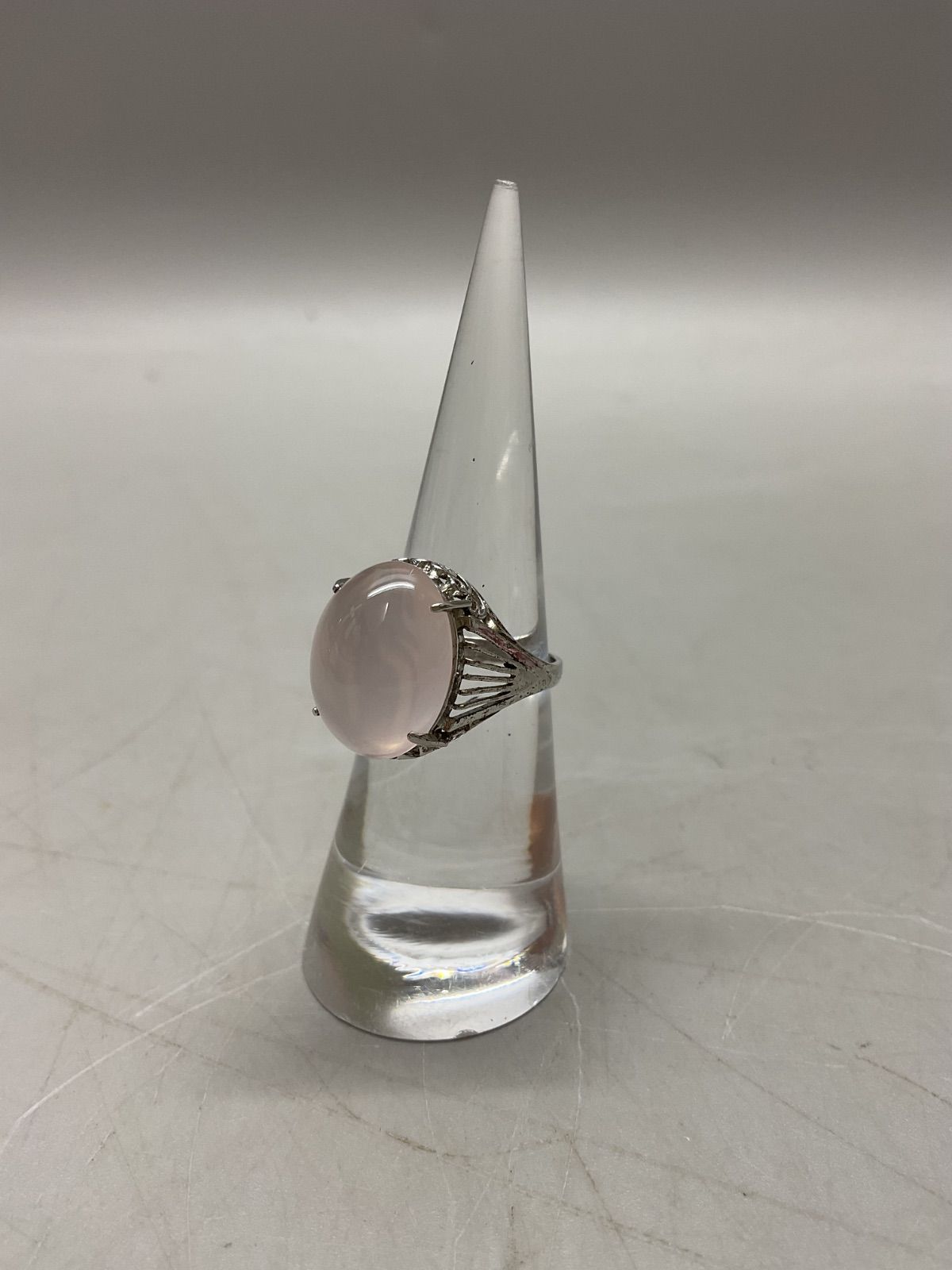 SN1540 ローズクォーツ リング シルバーカラー SILVER刻印あり 指輪 アンティーク アクセサリー リングサイズ10号