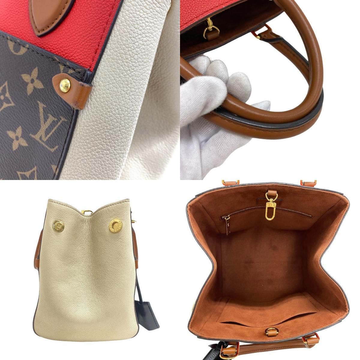 LOUIS VUITTON/ルイヴィトン ビトン M45389 フォールドトートPM モノグラム レザー ハンドバッグ レッド レディース ブランド LOUIS VUITTON/ルイヴィトン ビトン M45389 フォールドトートPM