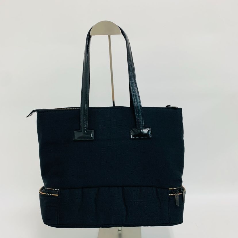 美品】BURBERRY BLUE LABEL トートバッグ ナイロン レザー 黒（0113
