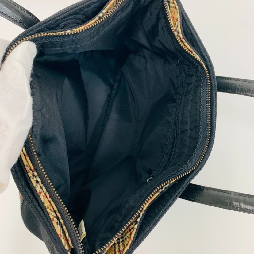 美品】BURBERRY BLUE LABEL トートバッグ ナイロン レザー 黒（0113