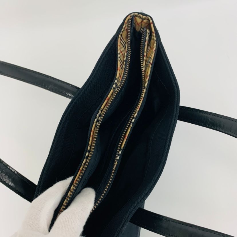 美品】BURBERRY BLUE LABEL トートバッグ ナイロン レザー 黒（0113