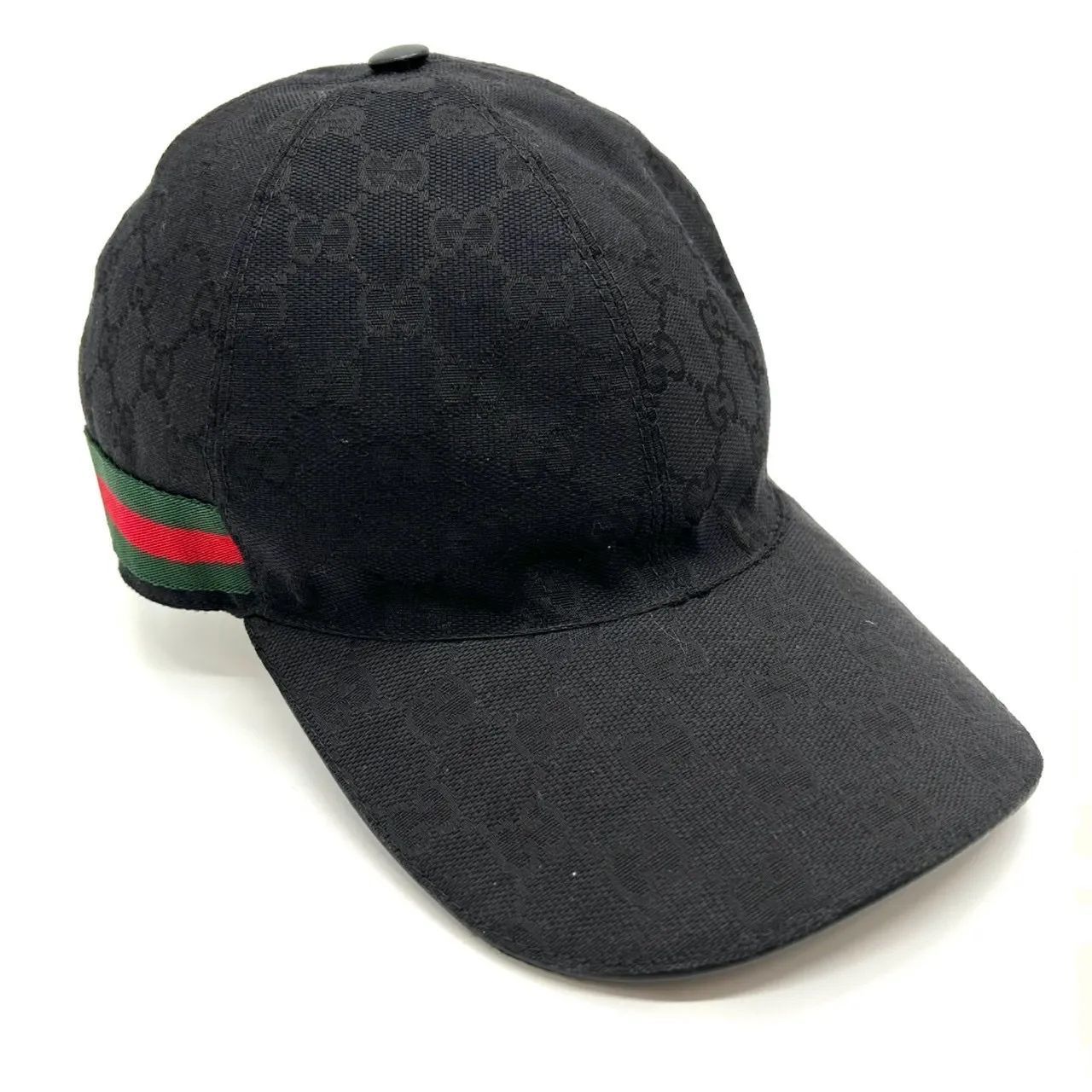 GUCCI グッチ ベースボールキャップ ブラック L GGキャンバス メンズ ユニセックス シェリーライン GG柄 キャップ 帽子 レザー ギフト プレゼント