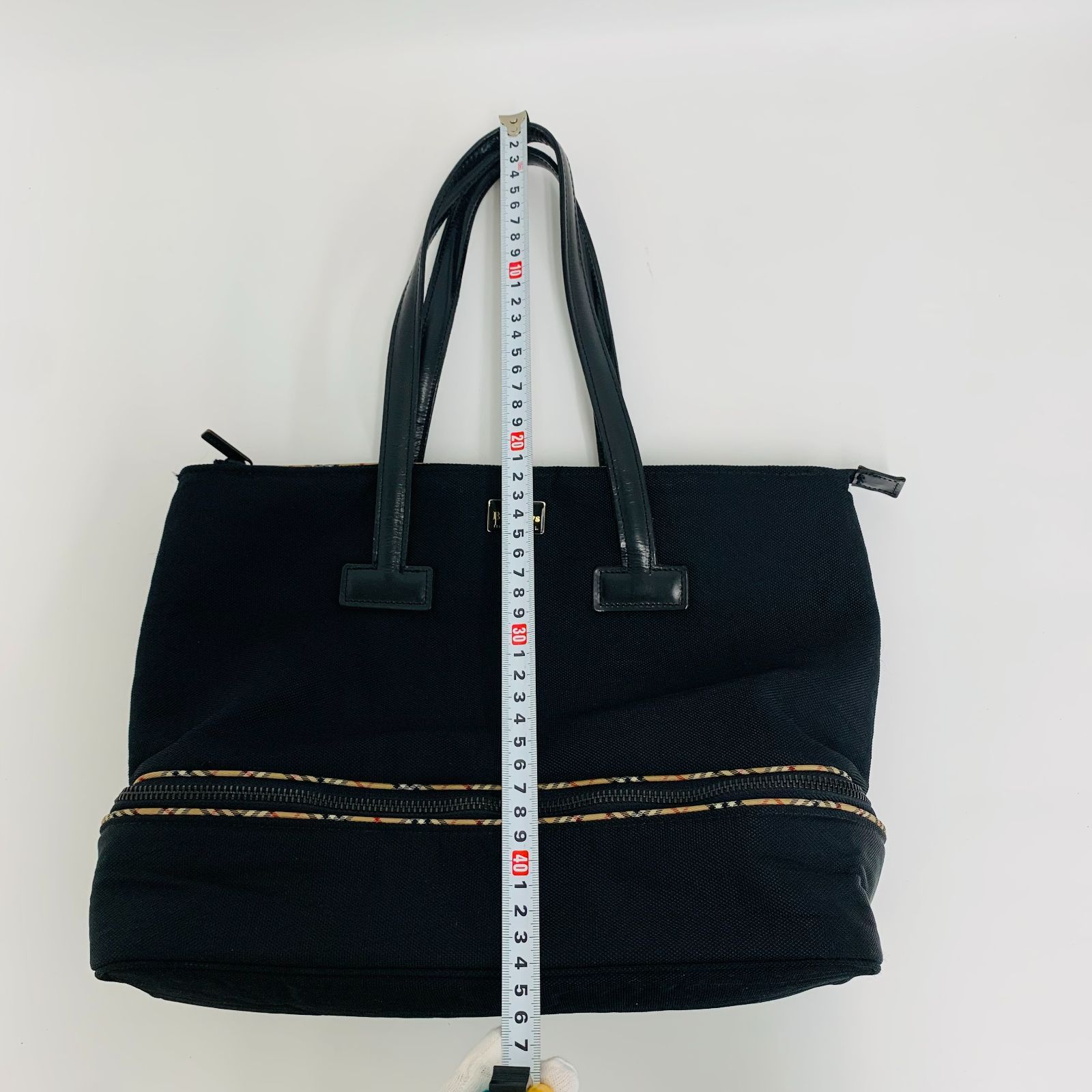 美品】BURBERRY BLUE LABEL トートバッグ ナイロン レザー 黒（0113