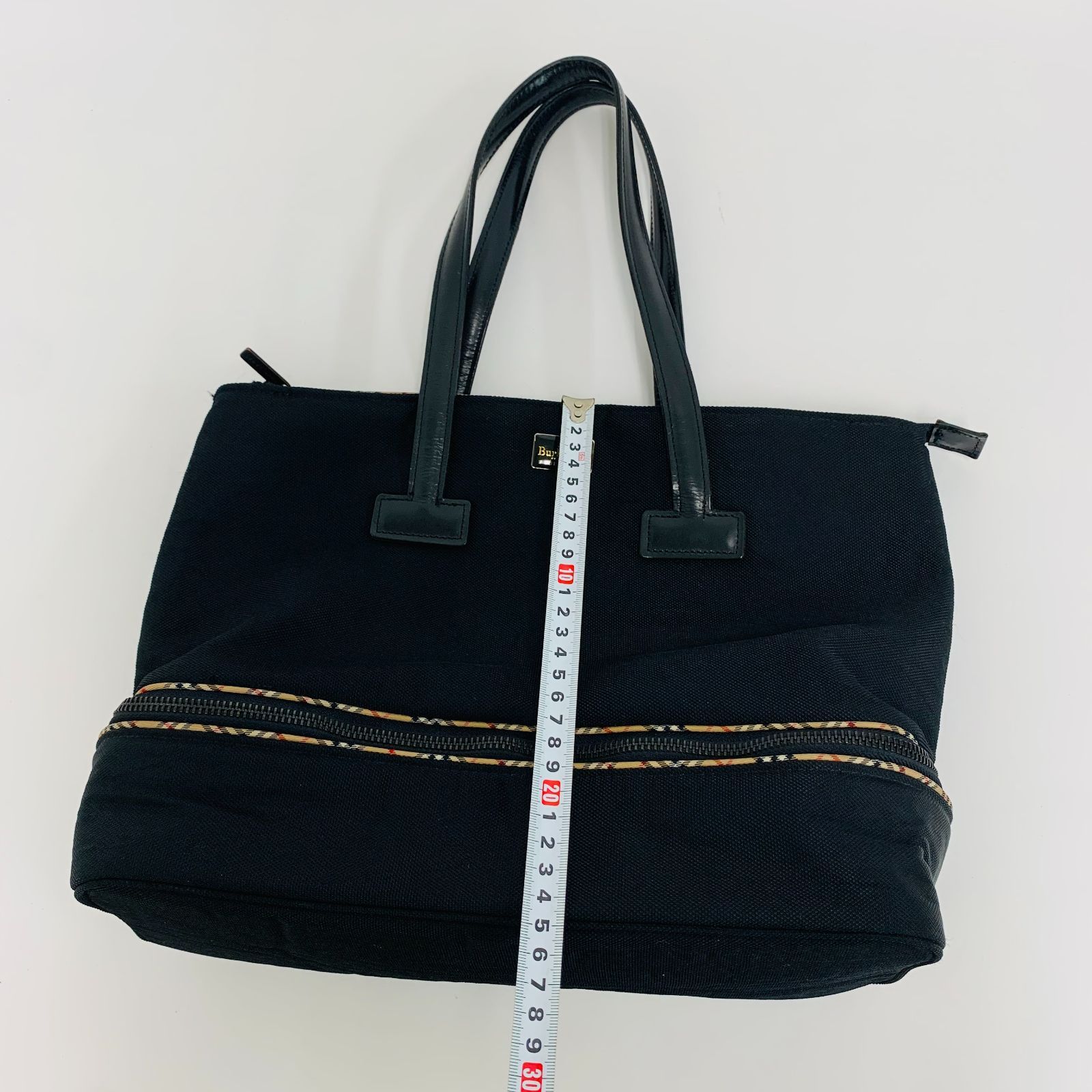 美品】BURBERRY BLUE LABEL トートバッグ ナイロン レザー 黒（0113 