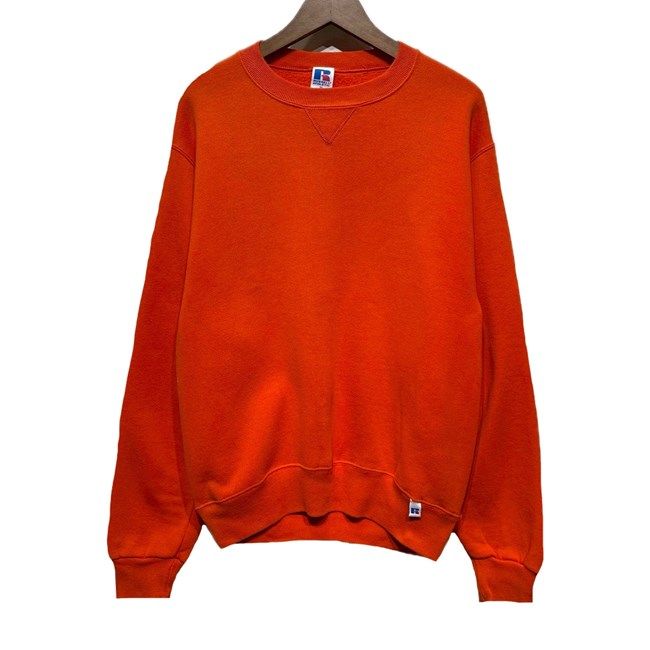 【中古】　RUSSELL ATHLETIC　スウェット　90s vintage　90年代　長袖　トレーナー　トップス　裏起毛　Vガゼット　無地　USA製　古着　/1283