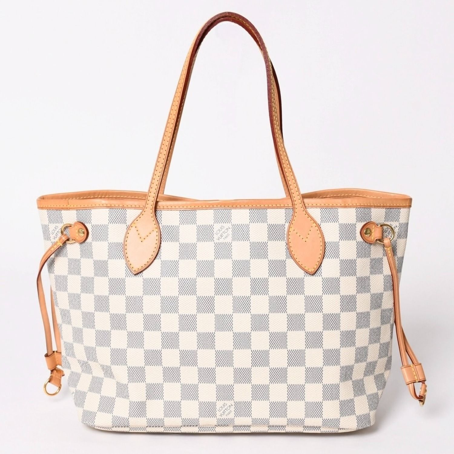 極美品 LOUIS VUITTON ルイヴィトン ハンドバッグ ネヴァーフルPM N51110 ダミエ アズール キャンバス ホワイト 中古 4a002873