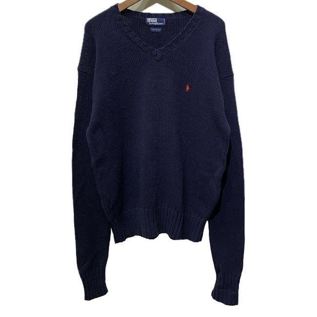 【中古】　POLO by RALPH LAUREN　セーター　長袖　ニット　トップス　クルーネック　無地　ローゲージ　ワンポイント　ブランドロゴ　スモールポニー　刺しゅう　古着　/1596 6,353円