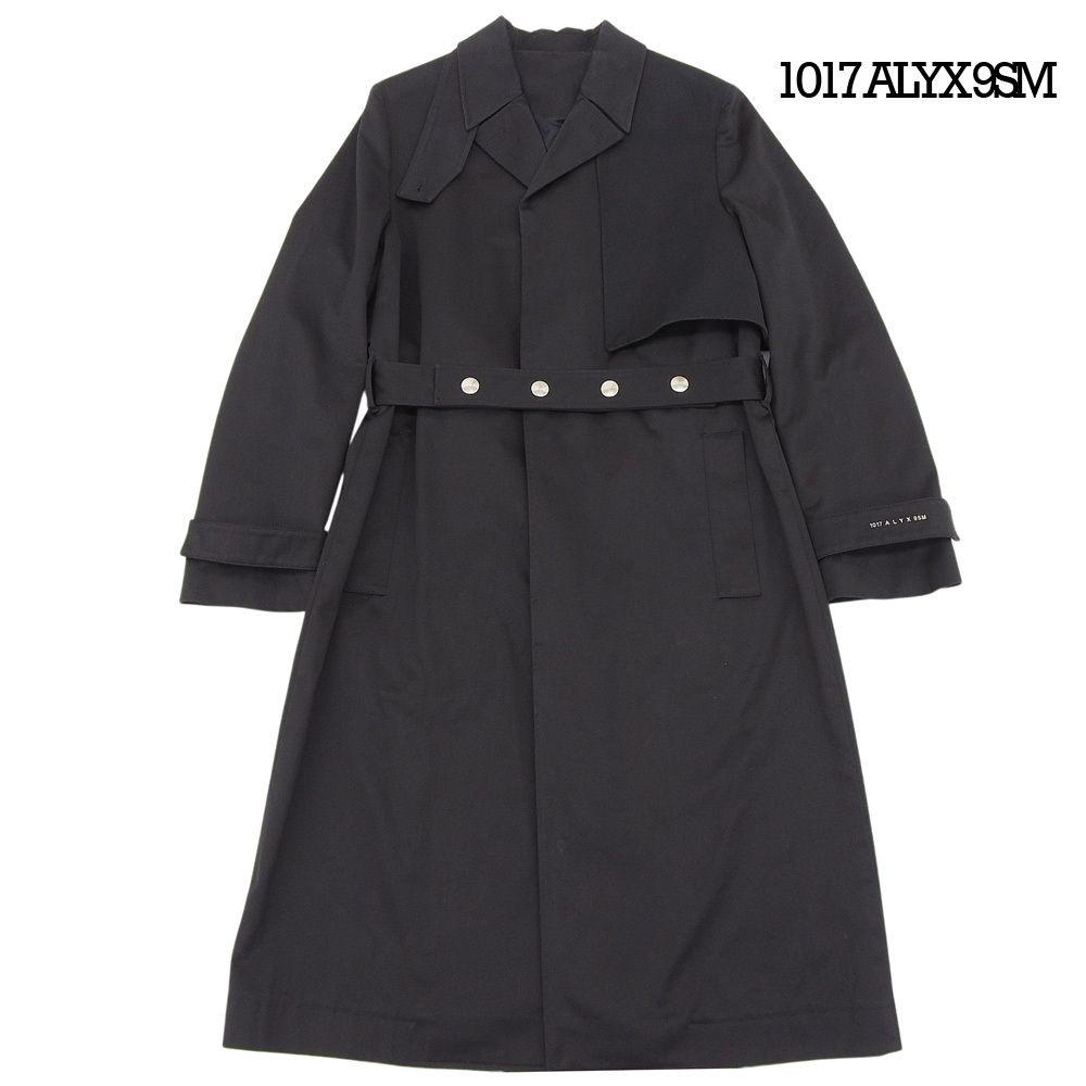 超美品 アリクス ALYX トレンチ コート コットン イタリア製 サイズ46 黒 ブラック メンズ