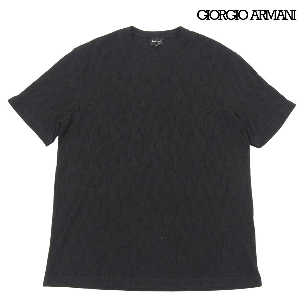 超美品 ジョルジオアルマーニ GIORGIO ARMANI 2022年 3RSM68 カシミヤ混 Tシャツ 半袖 カットソー サイズ54 ブラック メンズ